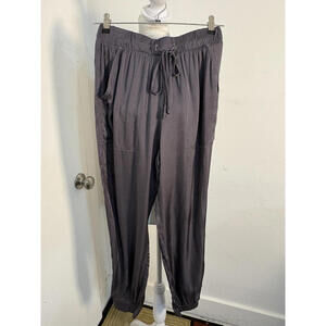 Bella Dahl Gray Lightweight Drawstring Jogger Pants with Pockets Viscose